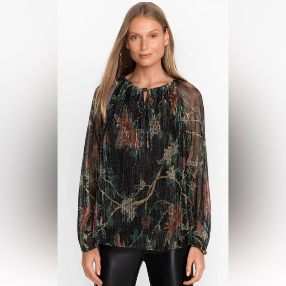 Johnny Was Evelina Metallic Blouse Size XS Oversized